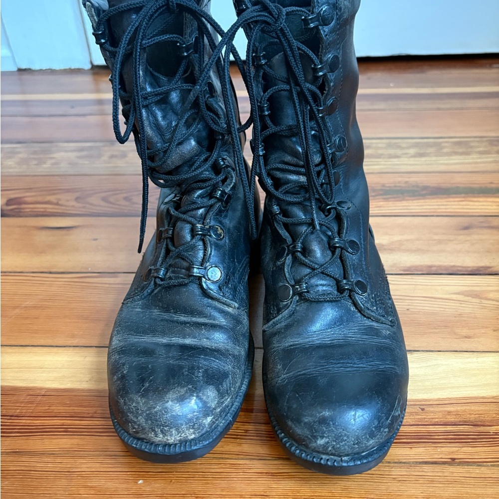 Vintage (1989) US Army Original Full Leather Combat Boots - Size 3W